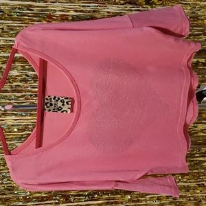 Jetset Bling Heart Crop Tee, Size L
